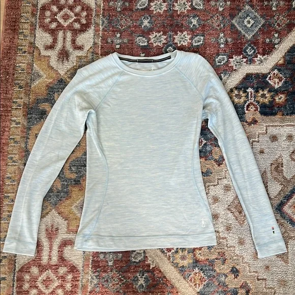 Smartwool Women's Classic Thermal Merino Base Layer Crew Winter Sky Heather - Picture 1 of 13